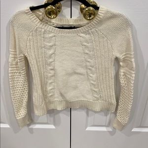White cable knit sweater